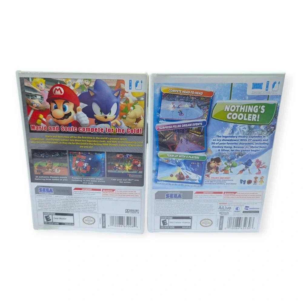 Nintendo Wii Mario & Sonic Olympic Games Bundle Beijing 2008 Vancouver 2010 SEGA